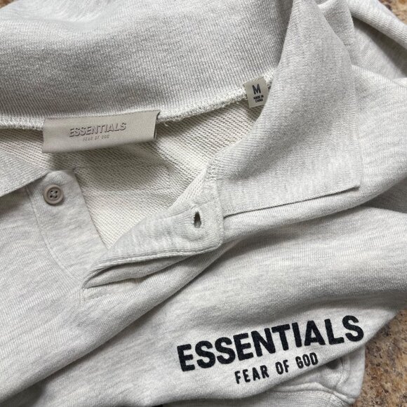Essentials Fear Of God Men's Long-Sleeve Polo Polo Sweatshirt Gray M - Picture 6 of 13